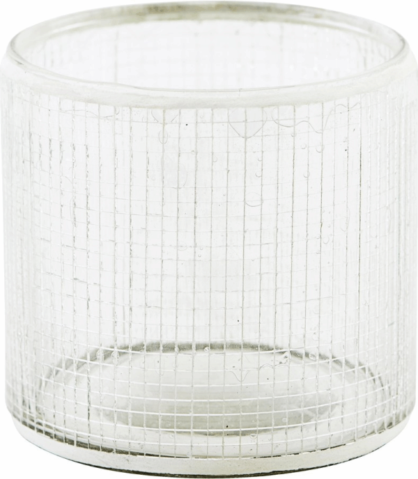 Lysestage House Doctor Check i glas og cement, sølv, Ø7,5ÃH7,5 cm